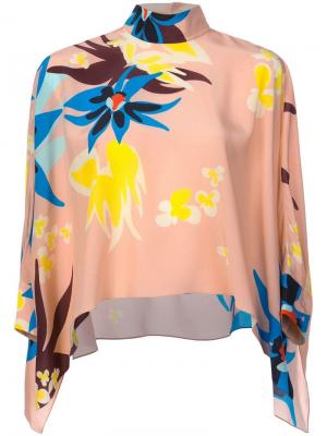 Расклешенная блузка с цветочным принтом Delpozo. Цвет: розовый