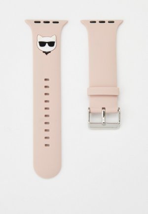 Ремешок для часов Karl Lagerfeld Apple Watch 42/44/45/49 мм, силиконовый 3D Choupette. Цвет: розовый