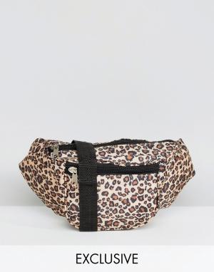 Сумка-кошелек на пояс с леопардовым принтом Inspired Reclaimed Vintage. Цвет: светло-бежевый