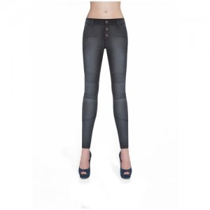 Легинсы Avril в стиле байкерских джинсов, черный, L Bas Bleu. Цвет: черный
