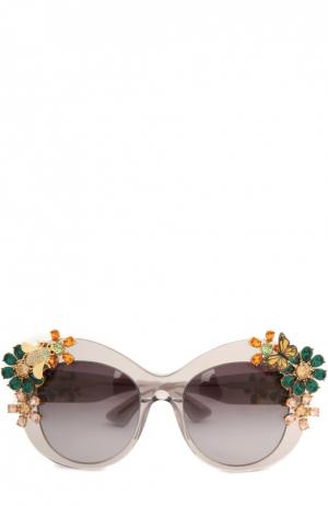 Очки солнцезащитные с футляром Dolce&Gabbana. Цвет: серый