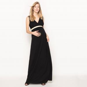 Платье для периода беременности длинное из джерси La Redoute Collections. Цвет: черный