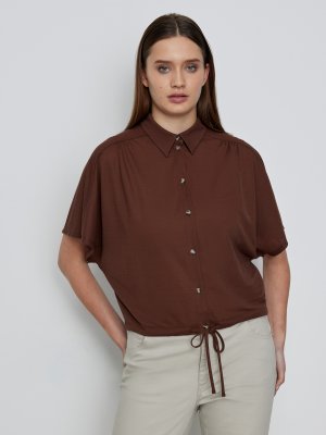 Рубашка с кулиской Lalis. Цвет: коричневый