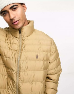 Легкая пуховая куртка цвета хаки с логотипом Terra Polo Ralph Lauren. Цвет: хаки