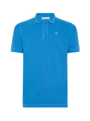 Рубашка-поло из эластичного хлопка, окрашенная в готовом виде, с логотипом, синий Manuel Ritz. Цвет: синий