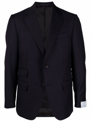 Шерстяной однобортный пиджак Caruso. Цвет: синий