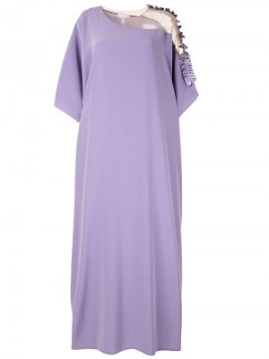 Расклешенное платье макси с короткими рукавами Mounay. Цвет: фиолетовый