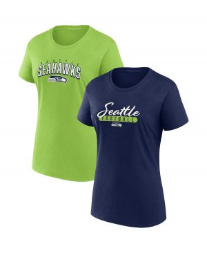 Женский комбинированный комплект футболок темно-синего, неоново-зеленого цвета с логотипом болельщика «Сиэтл Сихокс» Fanatics