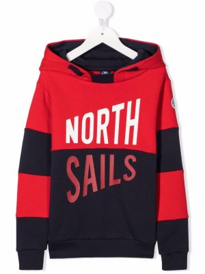 Худи в стиле колор-блок с логотипом North Sails Kids. Цвет: красный
