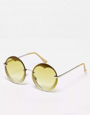Солнцезащитные очки с круглым сердцем Festival в золотисто-желтом цвете эффектом омбре Jeepers Peepers