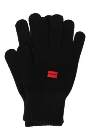 Шерстяные перчатки HUGO. Цвет: чёрный