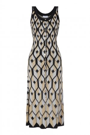 Трикотажное платье с графическим принтом Paco Rabanne. Цвет: multicolor