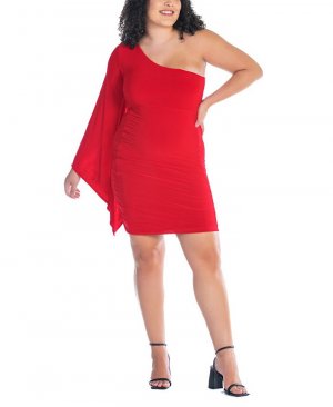 Облегающее платье с драпировкой на одно плечо больших размеров 24seven Comfort Apparel, красный Apparel