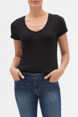 Любимая футболка с короткими рукавами и V-образным вырезом Gap, черный GAP