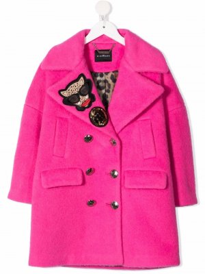 Двубортное пальто с нашивками John Richmond Junior. Цвет: розовый