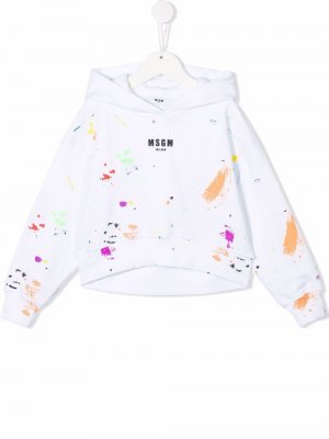 Splatter-print pullover hoodie MSGM Kids. Цвет: белый