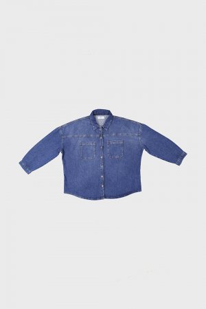 Средне-синяя джинсовая рубашка Regular Fit C 4538-082 CROSS JEANS