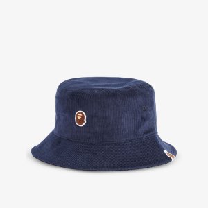 Вельветовая шляпа с нашивкой-логотипом , темно-синий A Bathing Ape