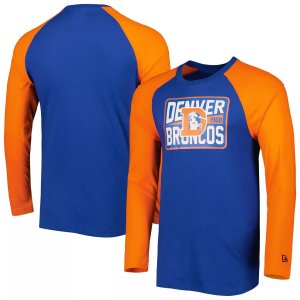 Мужская футболка Royal Denver Broncos Throwback реглан с длинным рукавом New Era