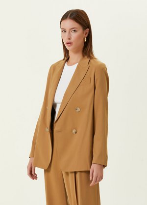 Светло-коричневый двубортный пиджак Vince