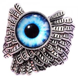 Кольцо перстень печатка Глаз дьявола дракона Plush Story. Цвет: голубой