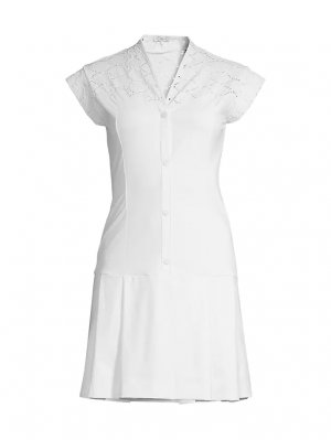 Мини-платье с кружевной кокеткой и короткими рукавами L'Etoile Sport, белый L'Etoile Sport