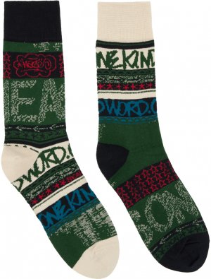 Зелено-бежевые носки в полоску Eric Haze Edition sacai