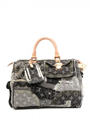 Джинсовая сумка Speedy 30 ограниченной серии 2007-го года Louis Vuitton. Цвет: черный