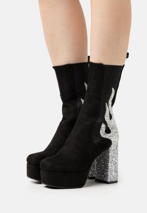 Ботинки на каблуке Apparent Lies Platform Boots LAMODA, цвет black /silver glitter Lamoda
