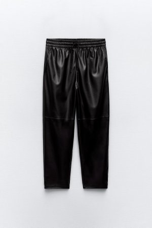 Спортивные брюки из искусственной кожи , черный ZARA