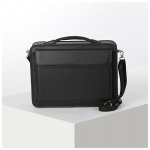 Сумка-портфель мужская на молнии, 3 отдела, наружный карман, длинный ремень, цвет чёрный АЛЕКС. Цвет: черный