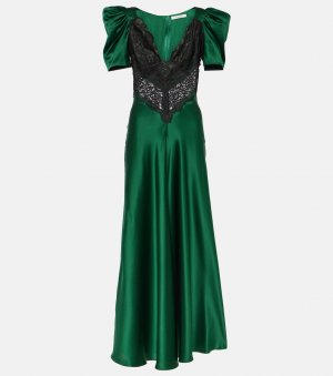 Платье макси из шелкового кружева, зеленый Rodarte