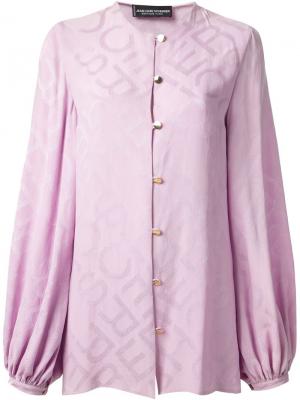 Блузка с тиснением из монограмм Jean Louis Scherrer Vintage. Цвет: розовый и фиолетовый