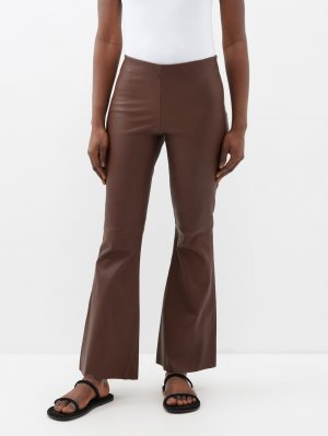 Расклешенные кожаные брюки evyline с высокой посадкой , коричневый By Malene Birger