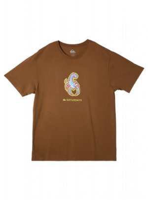 Футболка  x Saturdays NYC Graphic T-Shirt QUIKSILVER. Цвет: коричневый