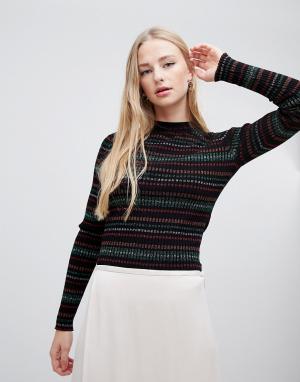 Пуловер с полосками и блестками Multa Gestuz. Цвет: мульти
