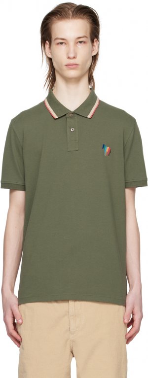 Зеленая рубашка-поло с зеброй в широкую полоску Ps By Paul Smith