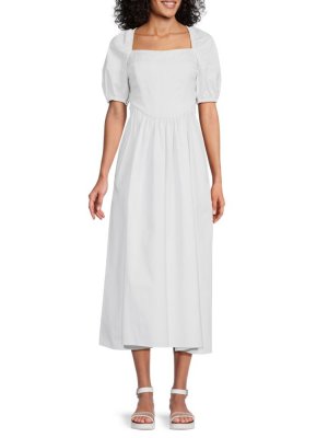 Платье миди из хлопка с корсетом , белый Rosetta Getty