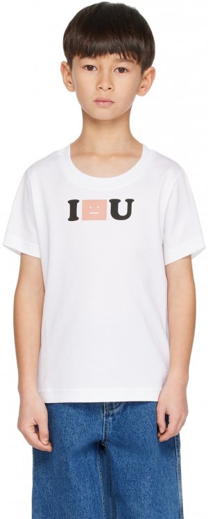 Детская белая футболка с надписью «I Face U» Acne Studios