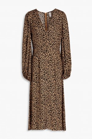 Джемила Ракель жаккардовое платье миди с леопардовым принтом , цвет Animal print Tigerlily