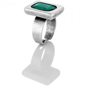 Посеребренное кольцо - перстень с зеленым кристаллом L'attrice di base. Цвет: зеленый/серебристый