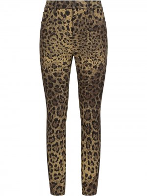 Джинсы скинни с леопардовым принтом Dolce & Gabbana. Цвет: бежевый