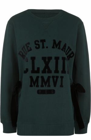 Пуловер свободного кроя с бархатными бантами Mm6. Цвет: темно-зеленый