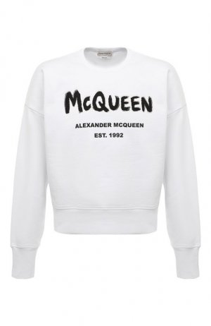 Хлопковый свитшот Alexander McQueen. Цвет: белый