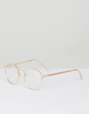 Круглые очки с прозрачными стеклами lindsay-Золотой YHF