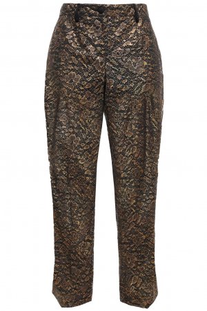 Укороченные брюки узкого кроя из металлизированного кружева DOLCE & GABBANA, золотой Gabbana