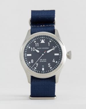 42 мм часы с темно-синим парусиновым ремешком Aviation Jack Mason. Цвет: темно-синий