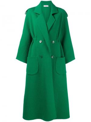 Длинное двубортное пальто Vika Gazinskaya. Цвет: зелёный