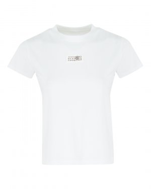 Хлопковая футболка MM6 Maison Margiela. Цвет: белый