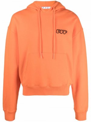 Graphic motif-print cotton hoodie Off-White. Цвет: оранжевый